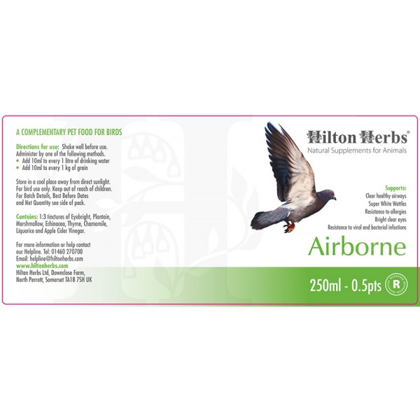 Airbone - Supports Respiratory Health in Pigeons - pack label